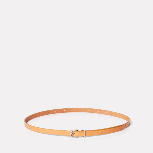 Etty Slim Leather Belt in Tan