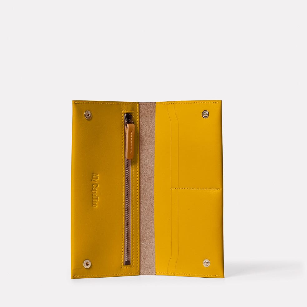 Evie Long Leather Purse in Mustard