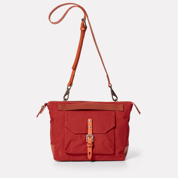 Francesca Waxed Cotton Crossbody Bag in Brick-CROSS BODY-Ally Capellino-Ally Capellino