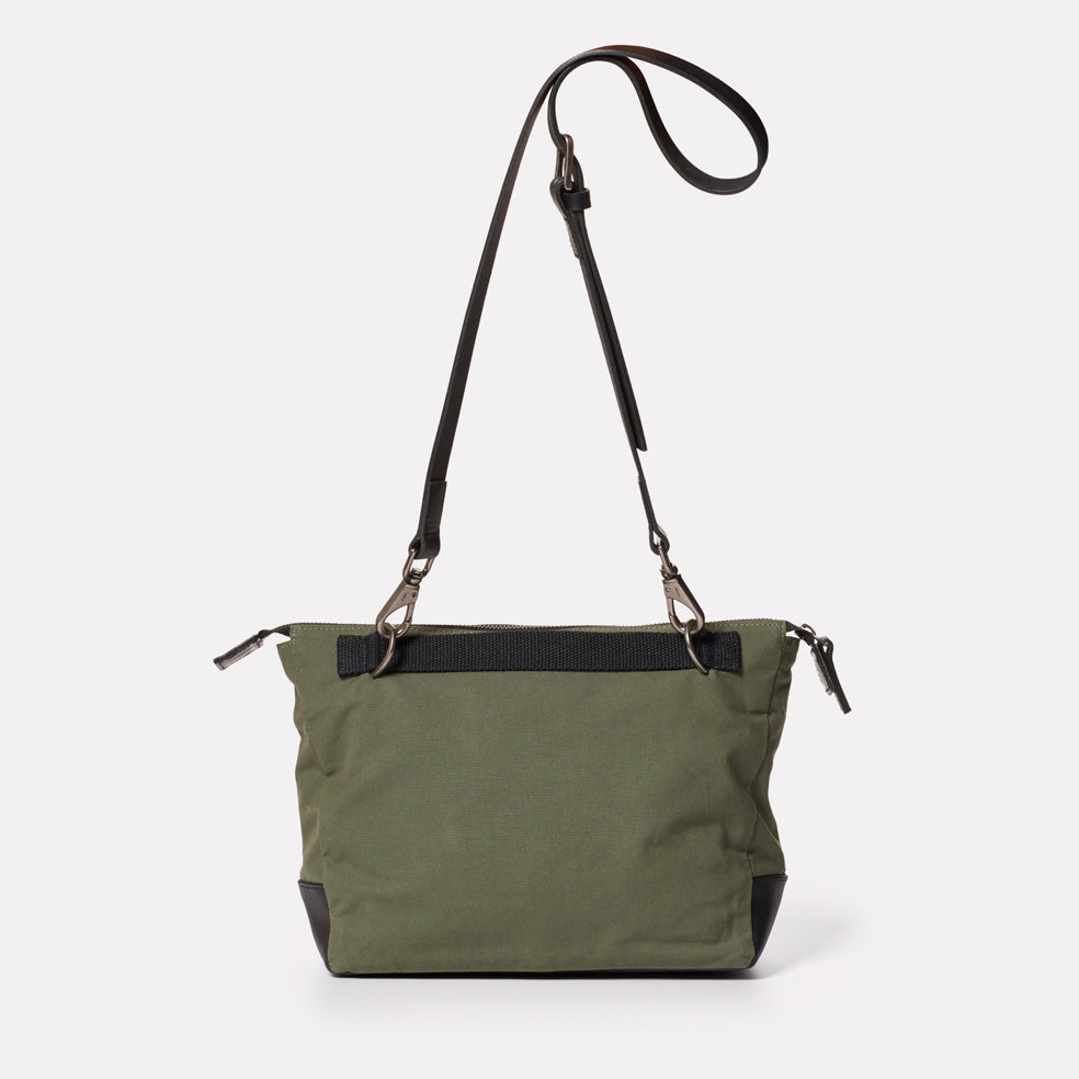 Francesca Waxed Cotton Crossbody Bag in Olive