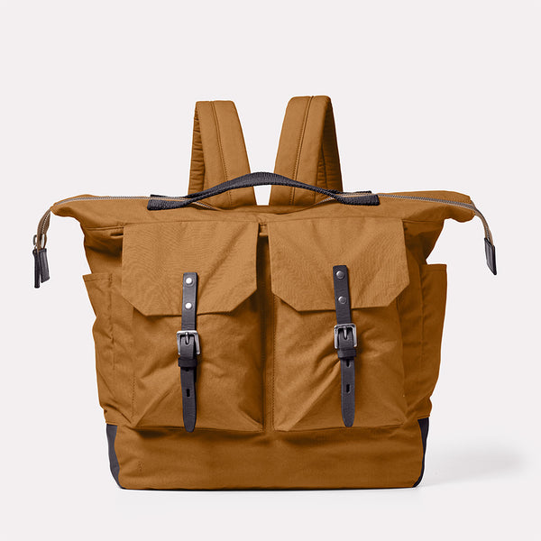 Frank Large Waxed Cotton Rucksack in Breen Front
