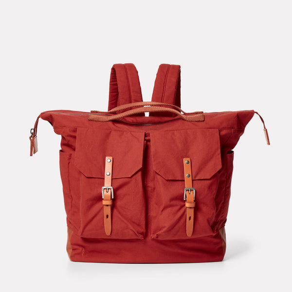 Frank Large Waxed Cotton Rucksack in Brick-RUCKSACK-Ally Capellino-Ally Capellino