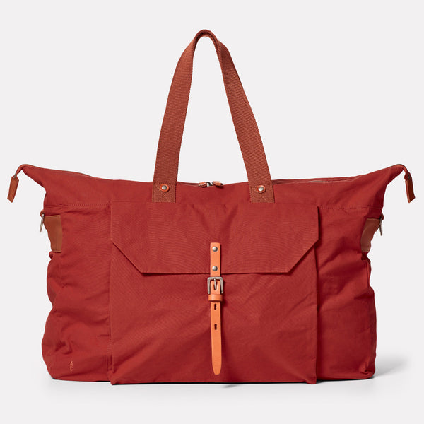 Freddie Waxed Cotton Holdall in Brick-HOLDALL-Ally Capellino-Ally Capellino