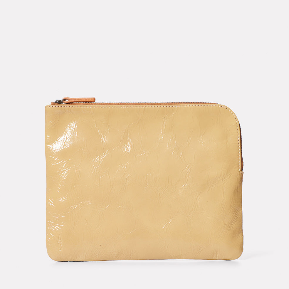 Hocker Large Leather Purse in Beige Gloss