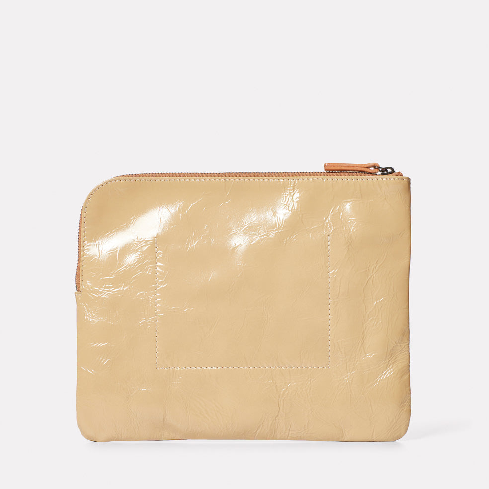 Hocker Large Leather Purse in Beige Gloss