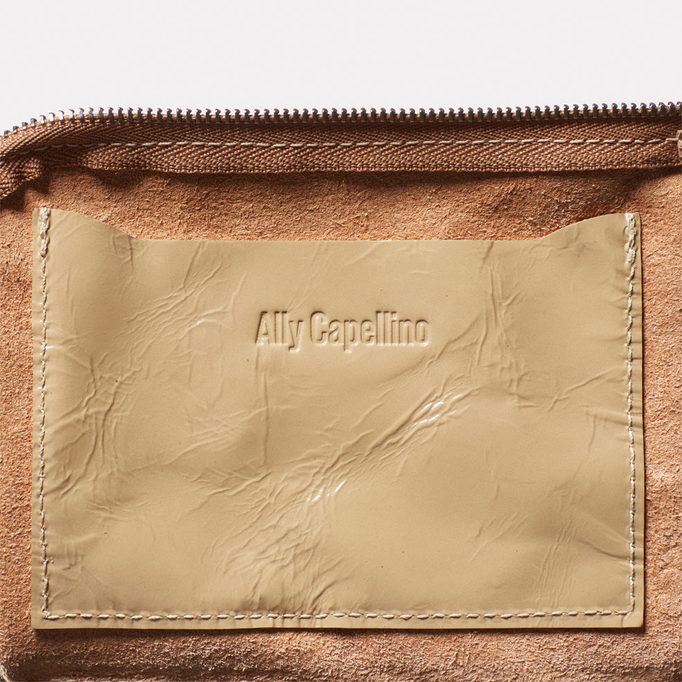 Hocker Medium Leather Purse in Beige Gloss