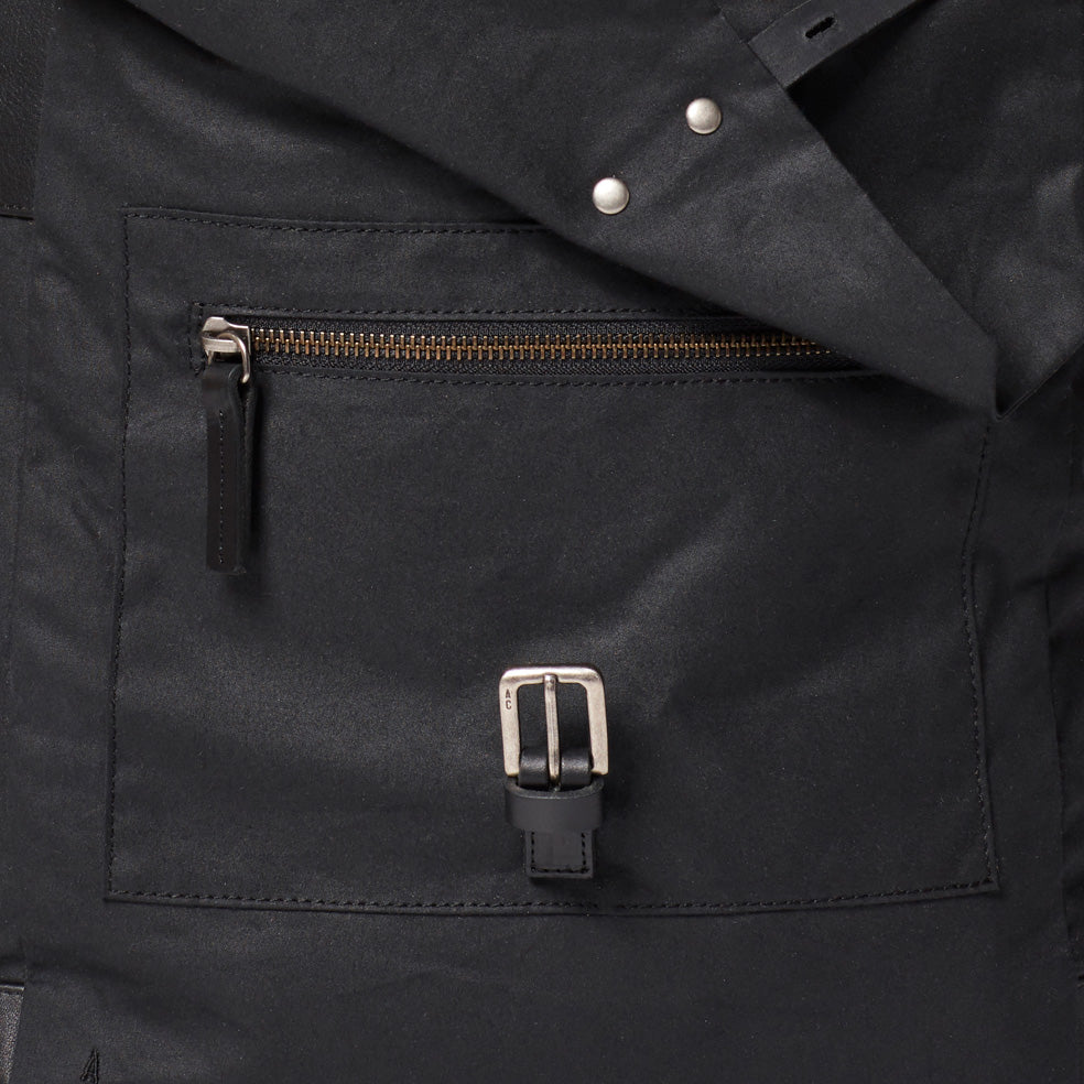 Jonny Waxed Cotton Satchel in Black