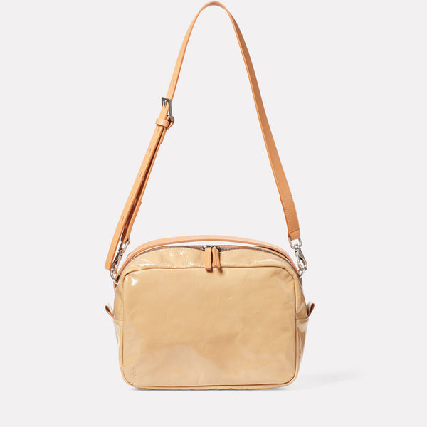 Leila Large Calvert Leather Crossbody Bag in Beige Gloss-Crossbody Bag-Ally Capellino-Ally Capellino