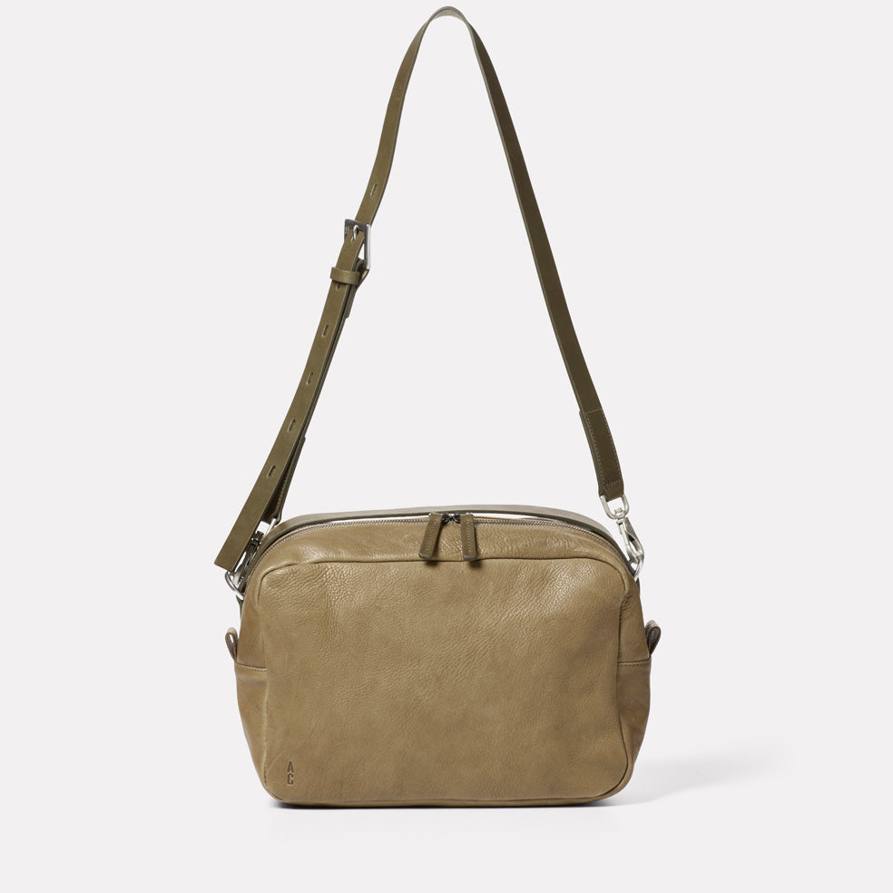 Leila Large Calvert Leather Crossbody Bag in Moss