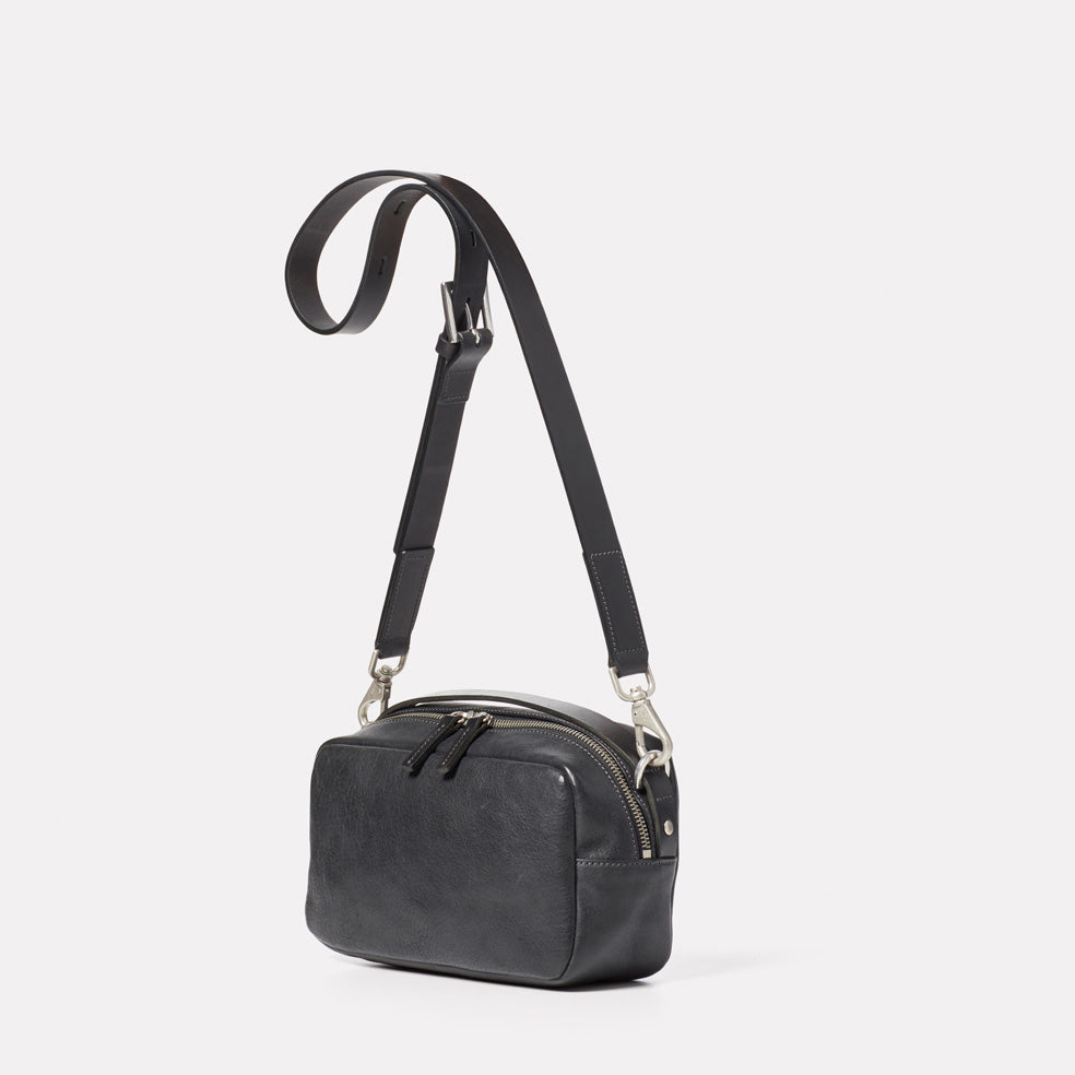 Leila Medium Calvert Leather Crossbody Bag in Old Black