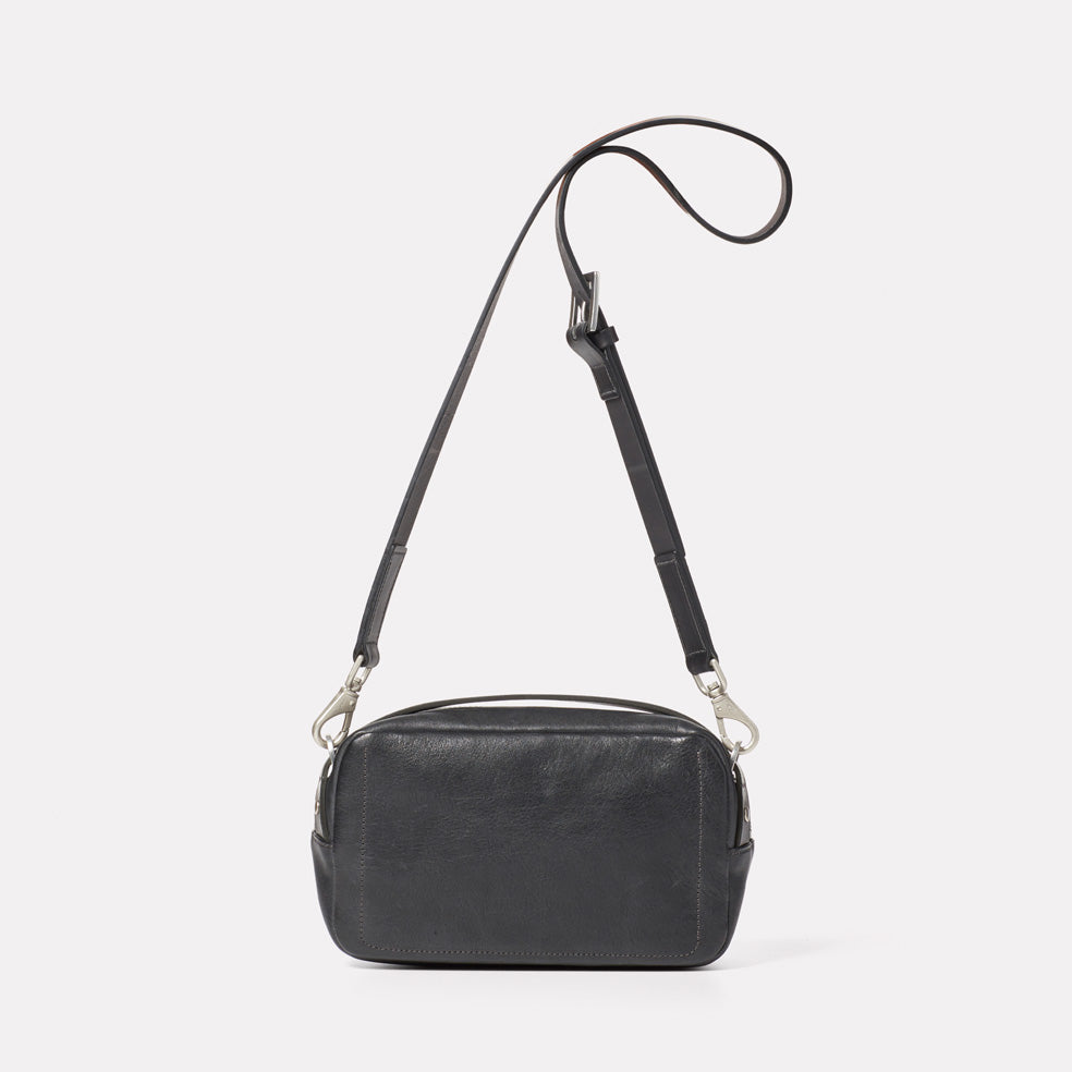 Leila Medium Calvert Leather Crossbody Bag in Old Black