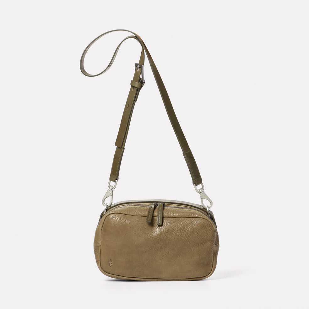 Leila Medium Calvert Leather Crossbody Bag in Moss