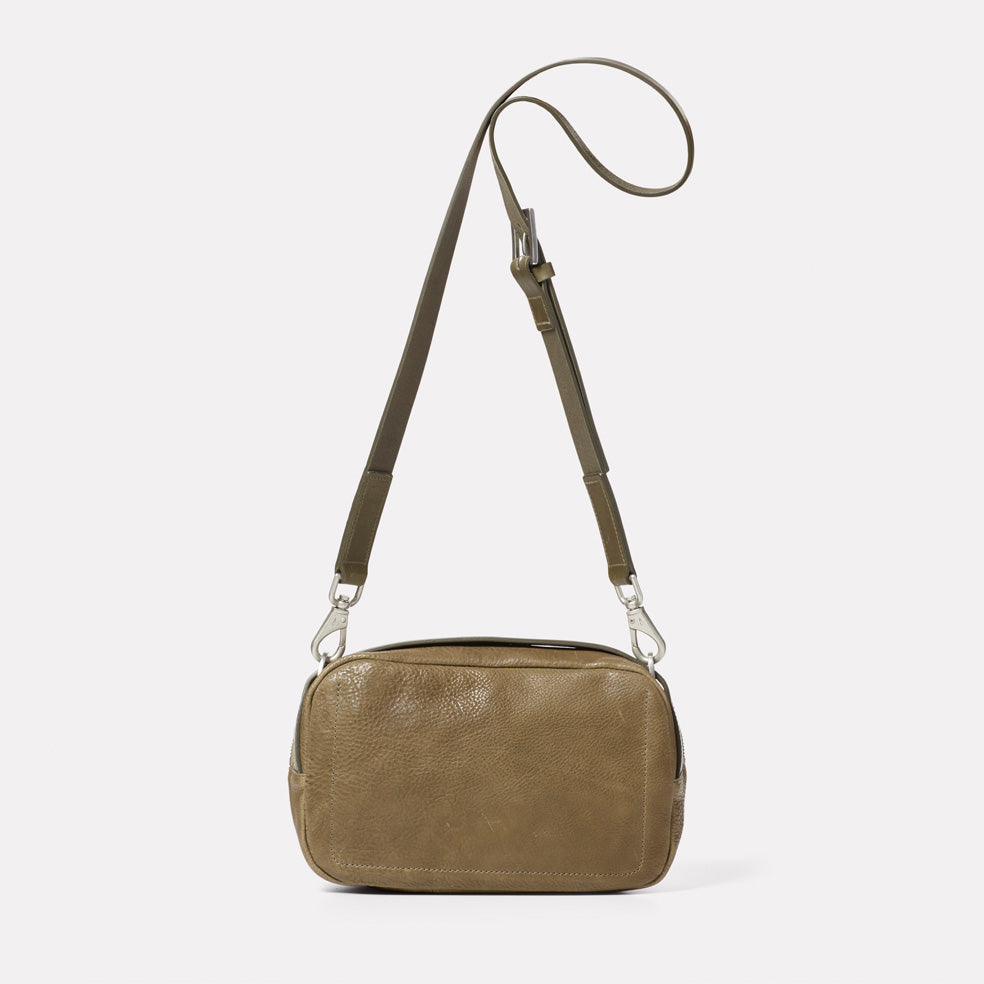 Leila Medium Calvert Leather Crossbody Bag in Moss