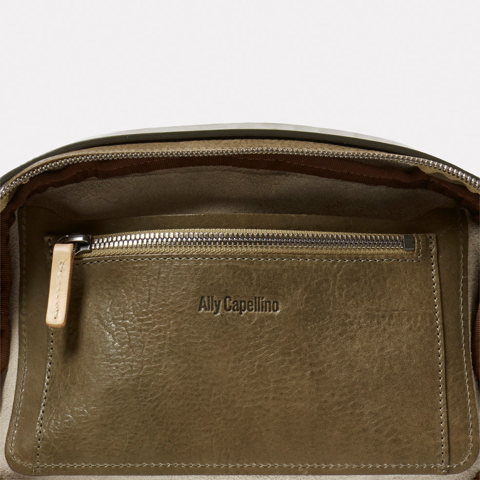 Leila Medium Calvert Leather Crossbody Bag in Moss