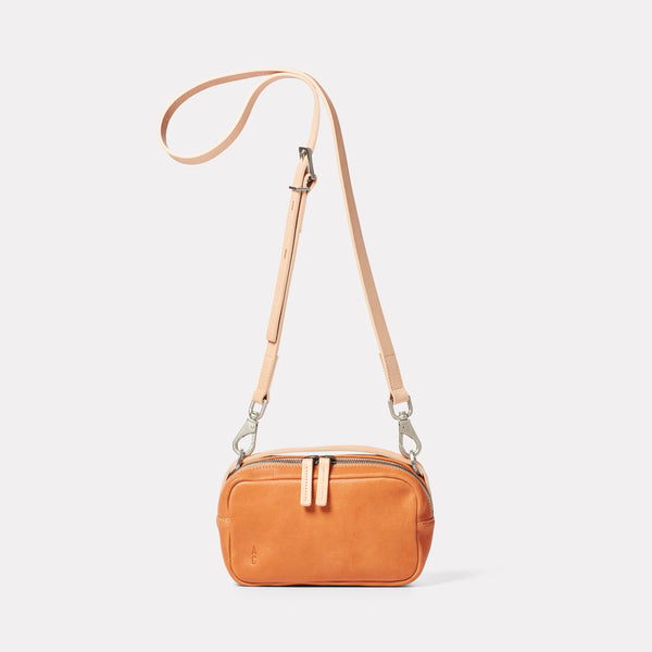 Leila Small Calvert Leather Crossbody Bag in Light Tan