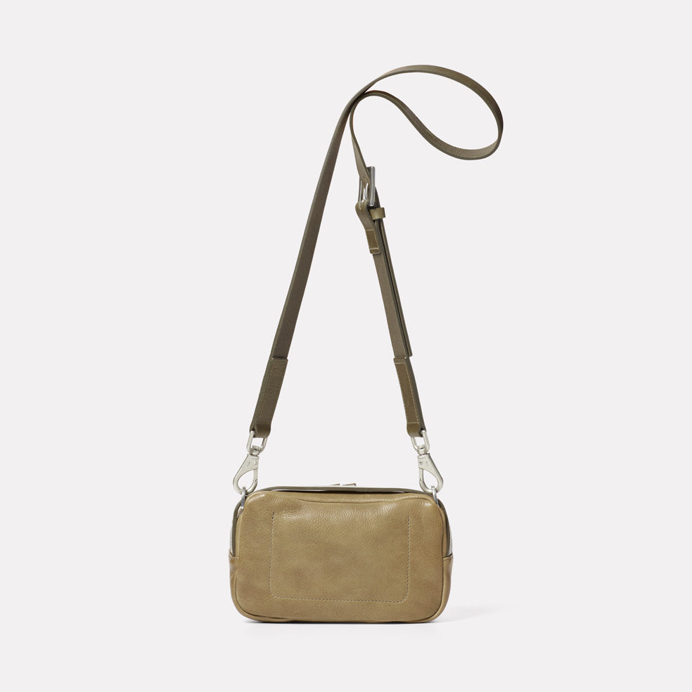Leila Small Calvert Leather Crossbody Bag in Moss
