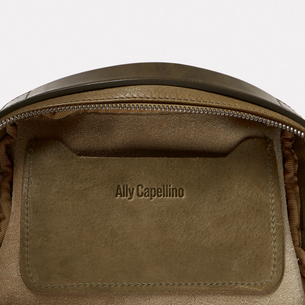 Leila Small Calvert Leather Crossbody Bag in Moss