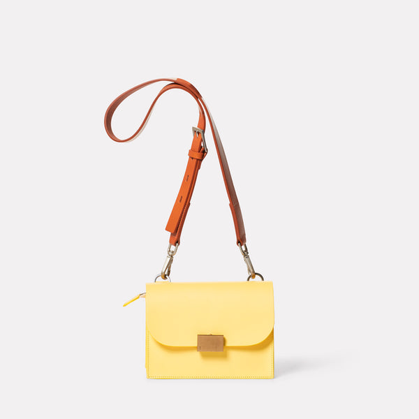 Lockie Boundary Leather Crossbody Lock Bag in Yellow-CONCERTINA X BODY-Ally Capellino-Yellow-Lemon-Leather-Crossbody