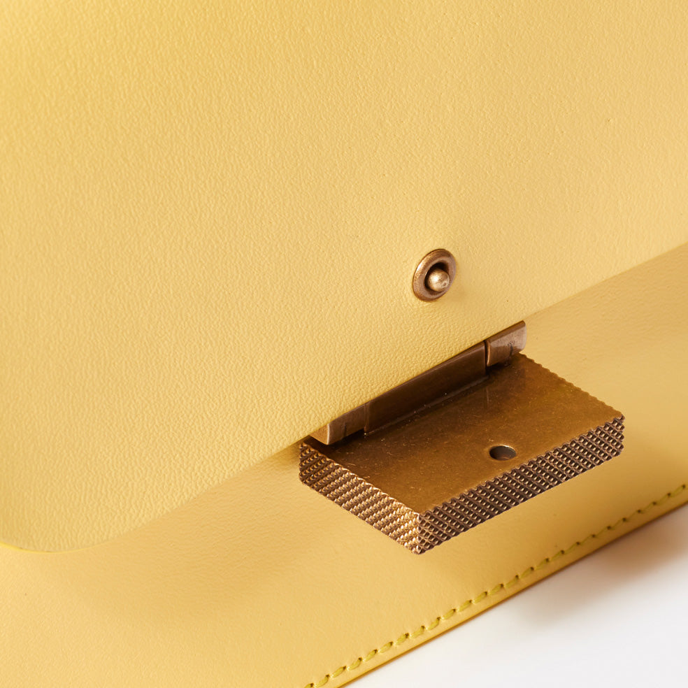 Lockie Boundary Leather Crossbody Lock Bag in Yellow
