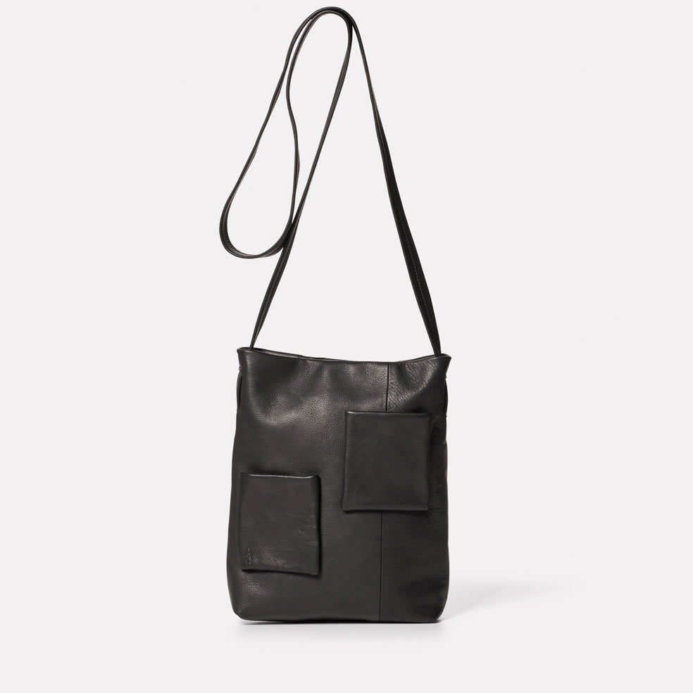 Mimi Camlet Leather Crossbody Bag in Black