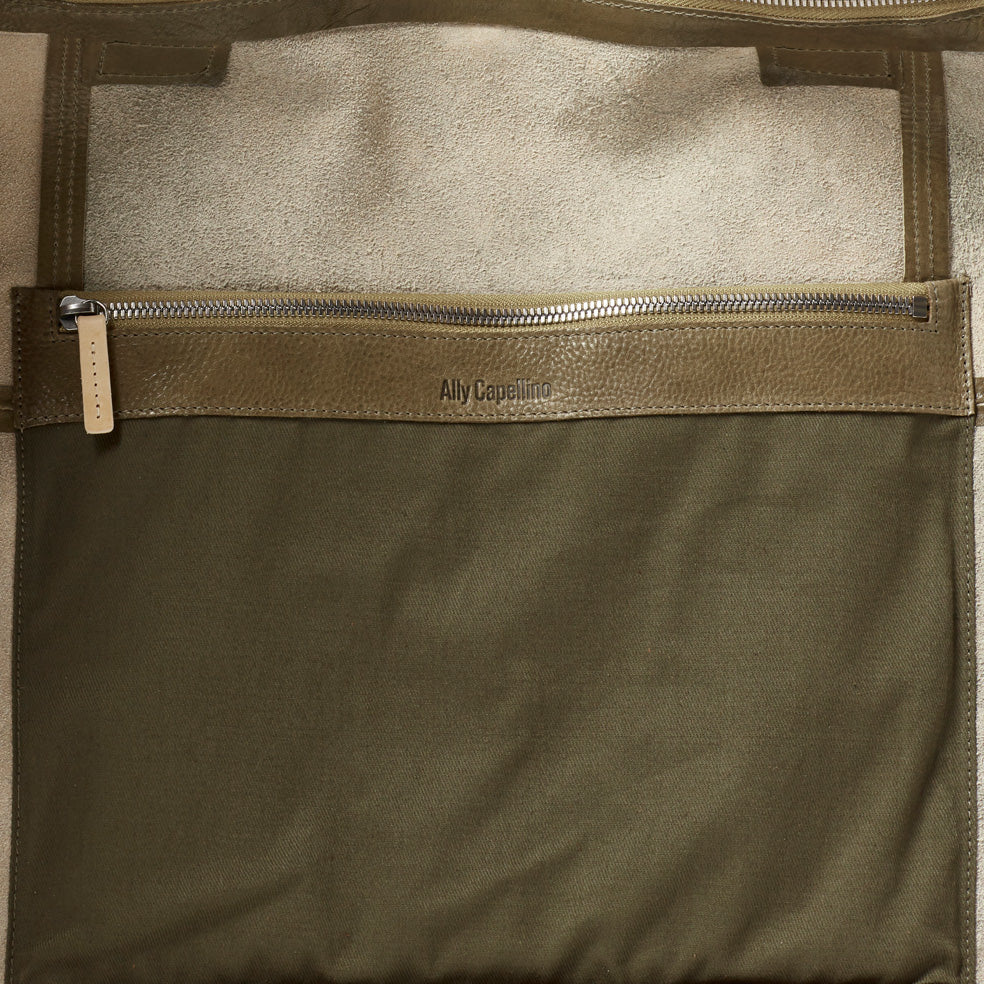 Nichol Calvert Leather Work Bag in Moss