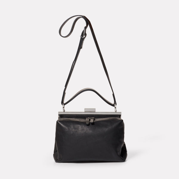 Nico Soft Frame Bag in Black-SMALL DOUBLE FRAME-Ally Capellino-Ally Capellino-Black-Black Leather Bag