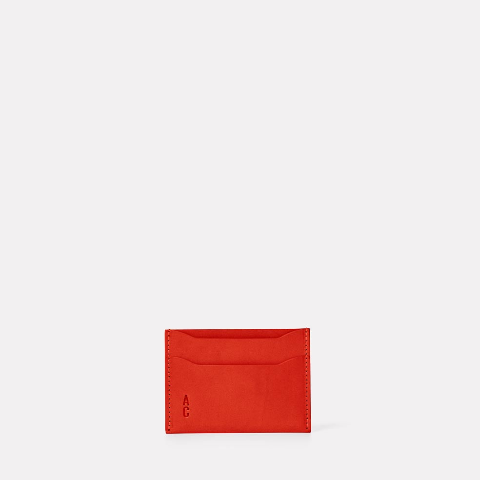 Pete Calvert Leather Card Holder in Tomato Red