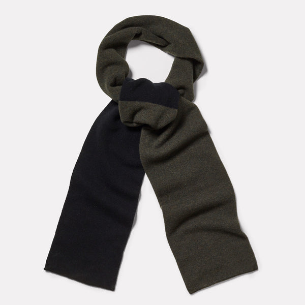 Lambswool Long Scarf in Olive & Black-SCARF-Ally Capellino-Lambswool