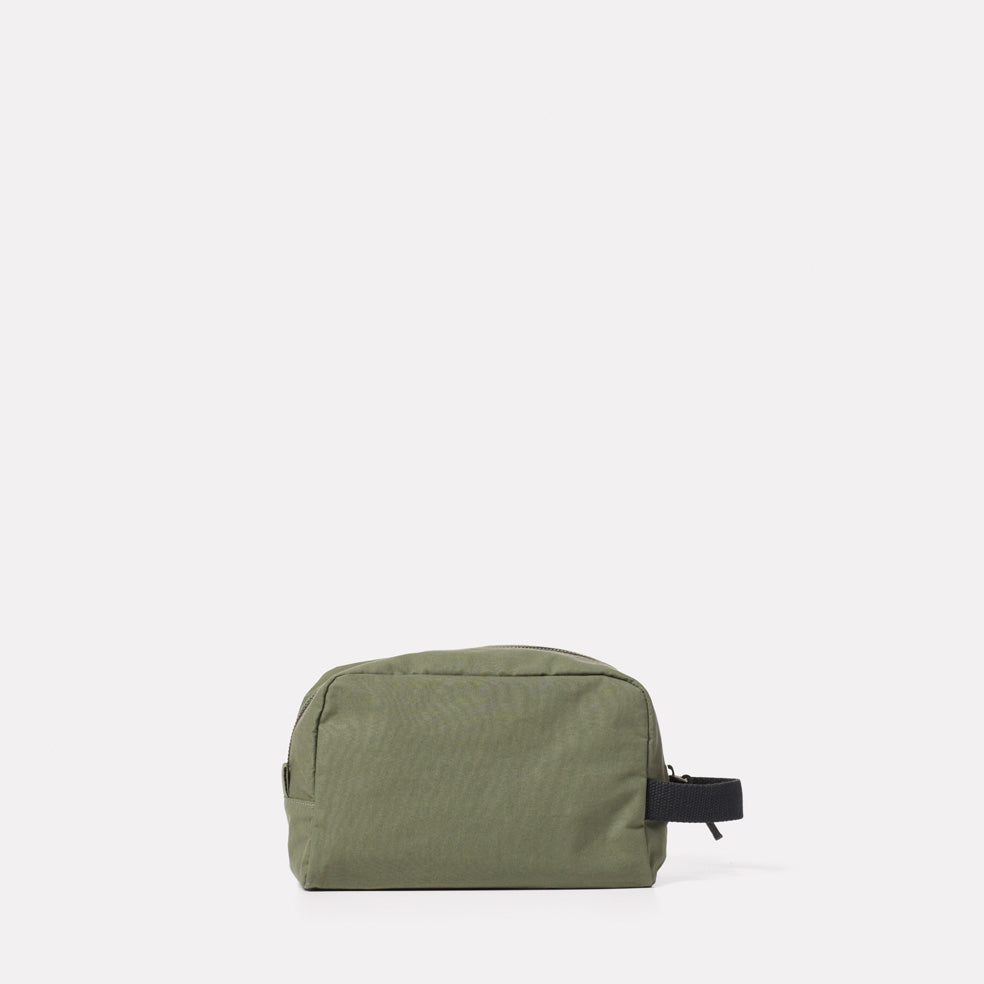 Simon Waxed Cotton Washbag in Olive