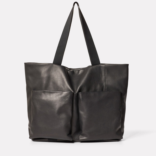 Toto Camlet Leather Tote Bag in Black-LARGE TOTE-Ally Capellino-Ally Capellino-Black-Black Leather Bag