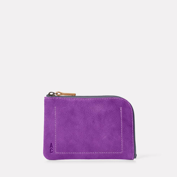 Hocker Medium Leather Purse in Viola Front