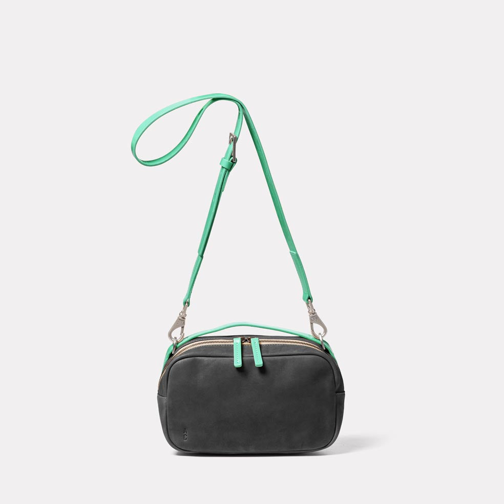 Leila Medium Calvert Leather Crossbody Bag in Dark Green