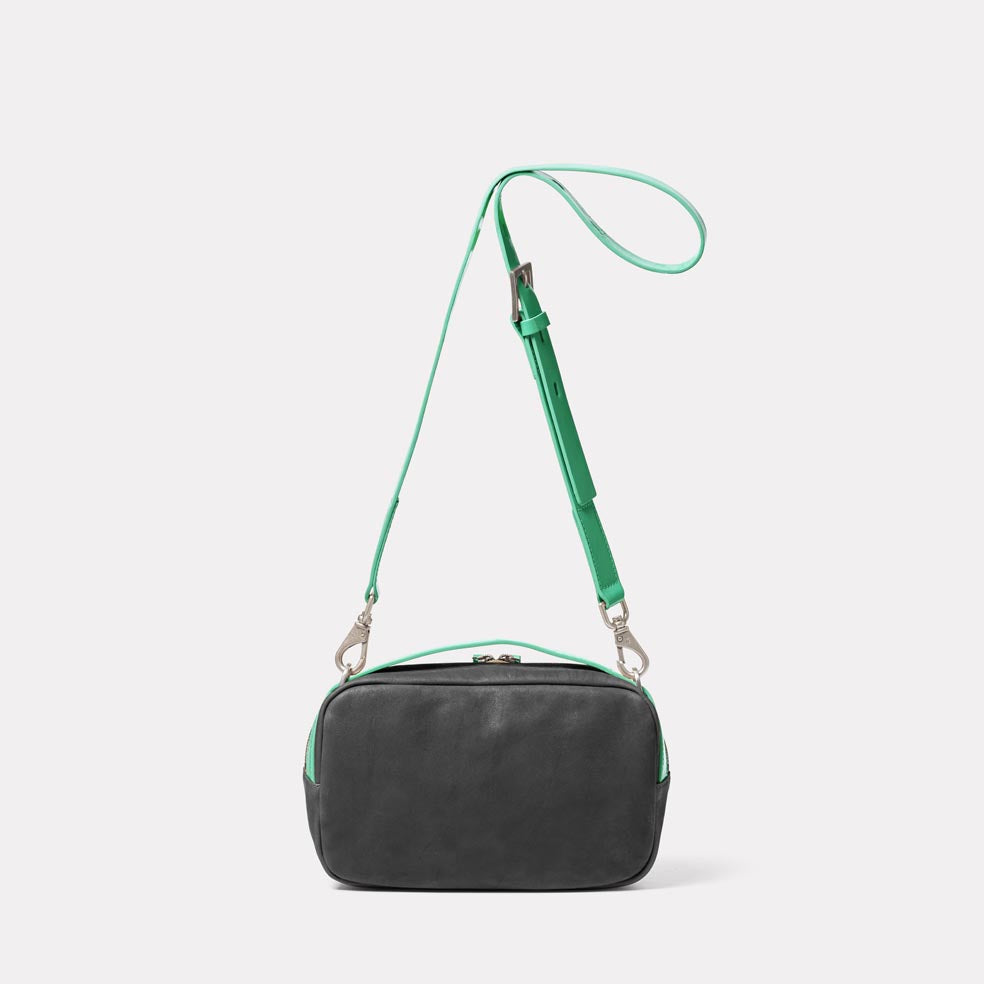 Leila Medium Calvert Leather Crossbody Bag in Dark Green