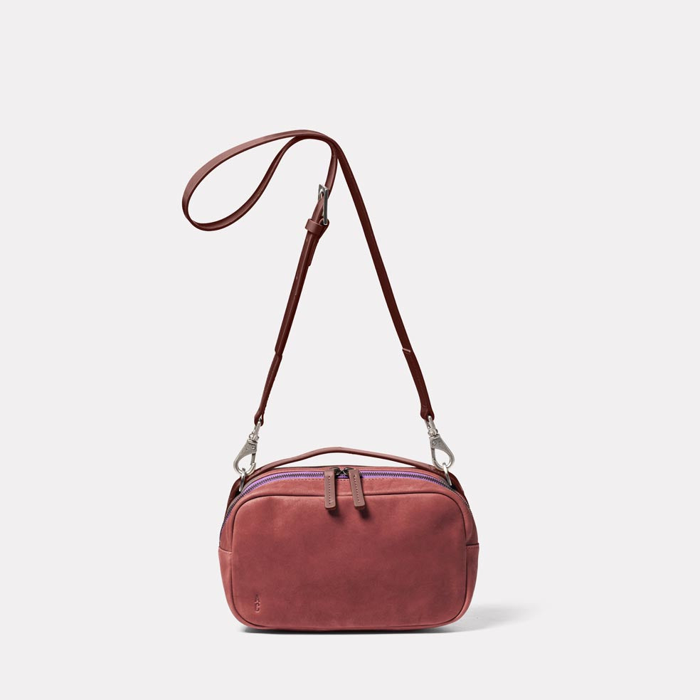 Leila Medium Calvert Leather Crossbody Bag in Oxblood