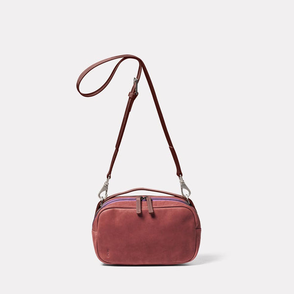 Leila Medium Calvert Leather Crossbody Bag in Oxblood Front