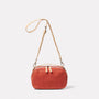 Leila Medium Calvert Leather Crossbody Bag in Rust Front