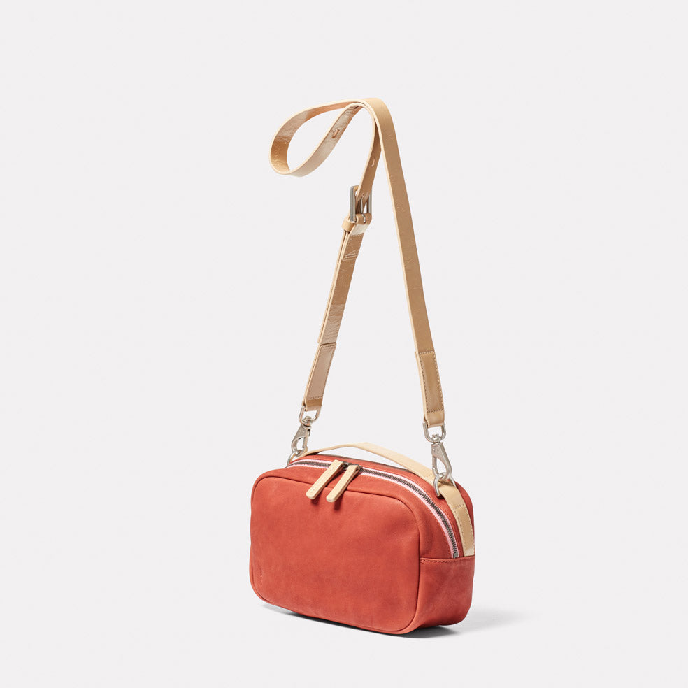 Leila Medium Calvert Leather Crossbody Bag in Rust