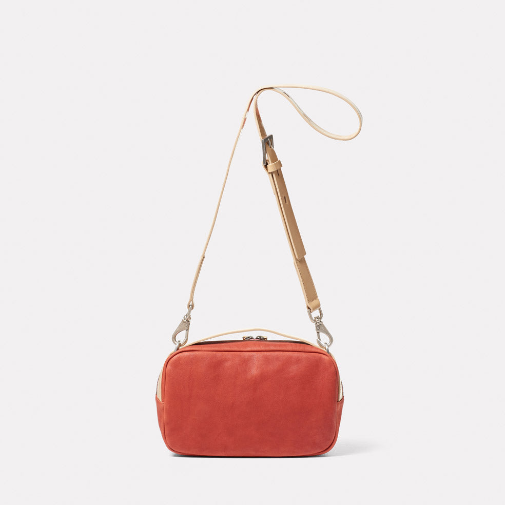 Leila Medium Calvert Leather Crossbody Bag in Rust
