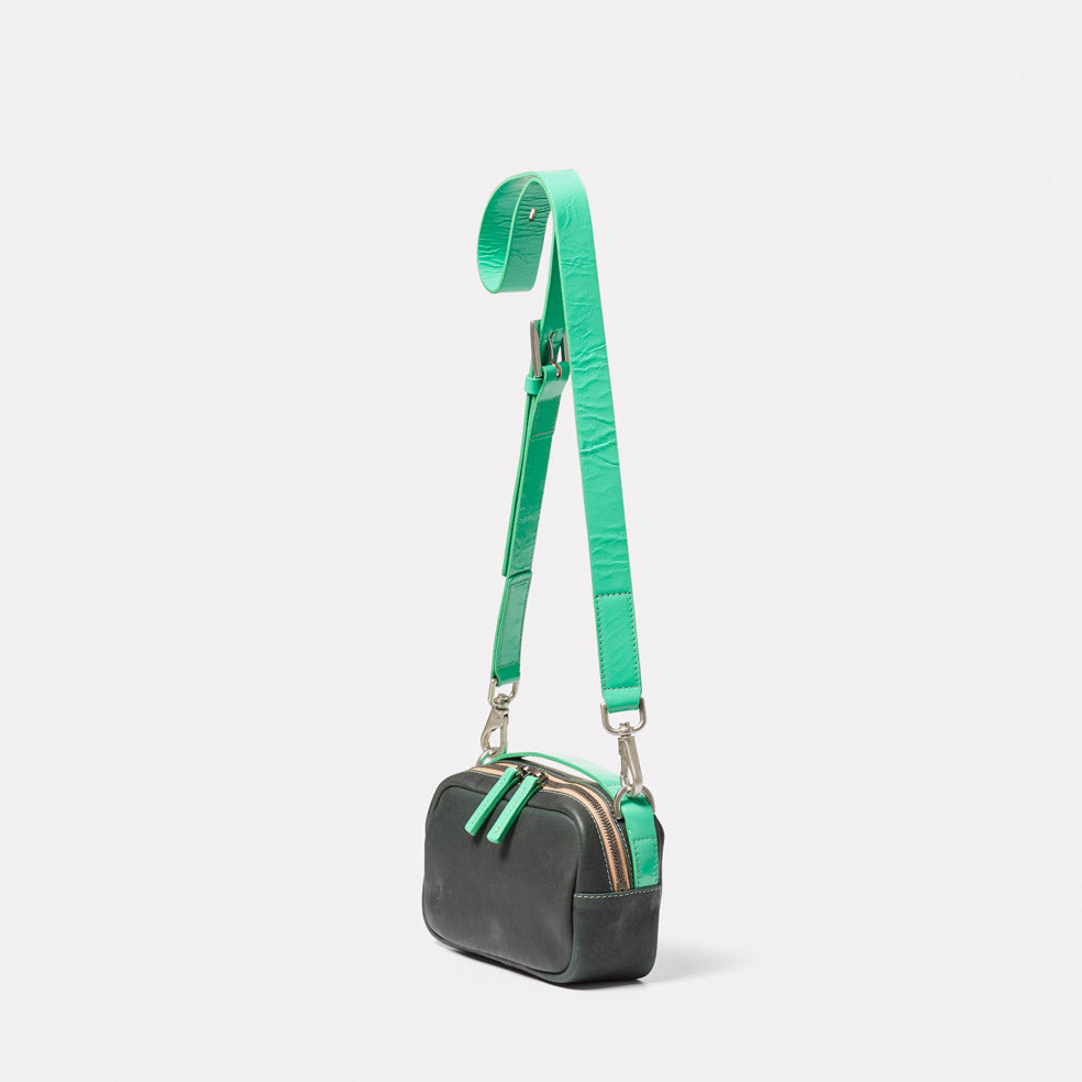 Leila Small Calvert Leather Crossbody Bag in Dark Green