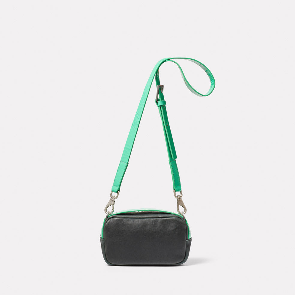 Leila Small Calvert Leather Crossbody Bag in Dark Green