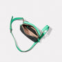 Leila Small Calvert Leather Crossbody Bag in Dark Green Inside