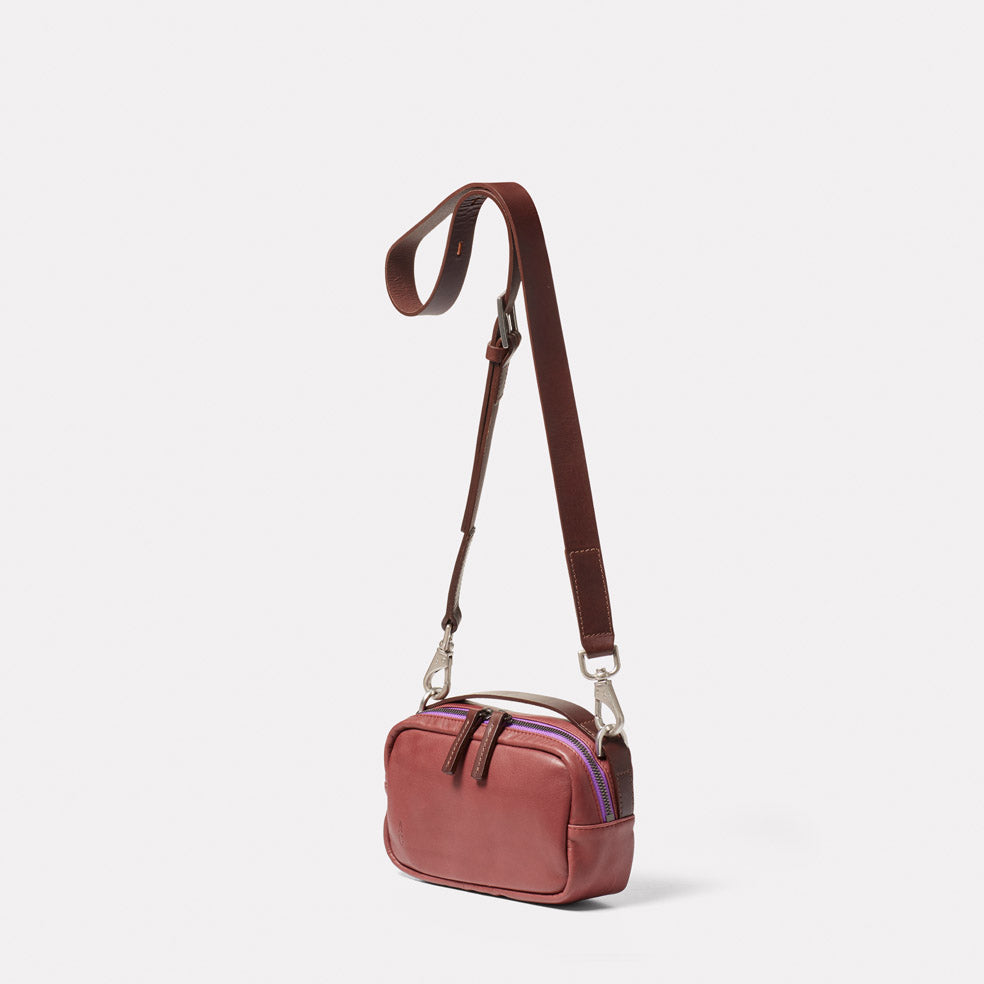 Leila Small Calvert Leather Crossbody Bag in Oxblood