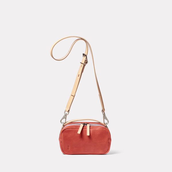 Leila Small Calvert Leather Crossbody Bag in Rust Front