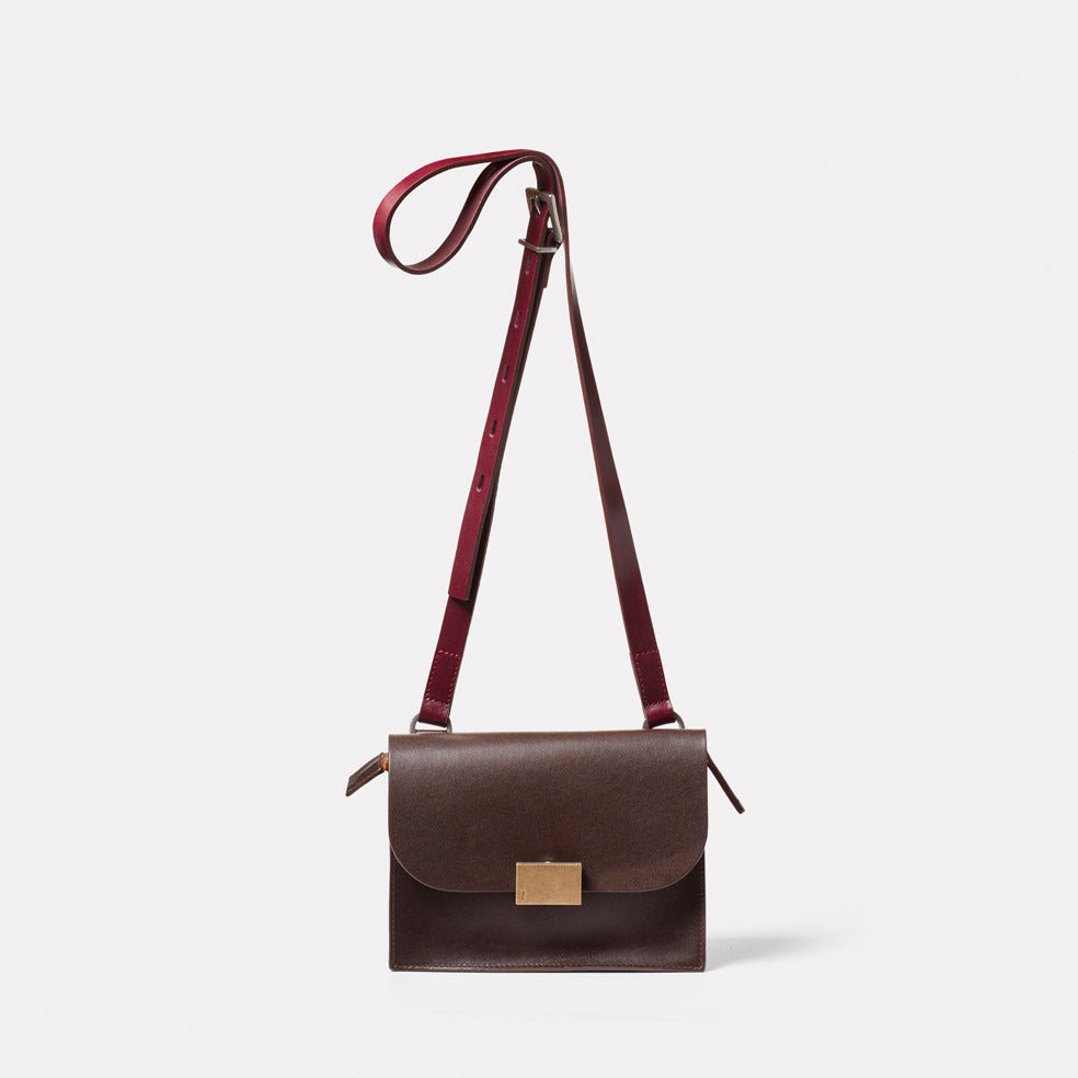 Lockie Boundary Leather Crossbody Lock Bag in Brown