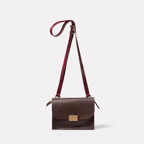 Lockie Boundary Leather Crossbody Lock Bag in Brown Front