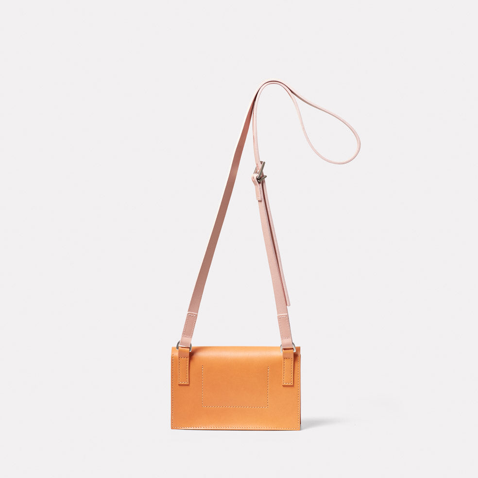Mini Lock Boundary Leather Crossbody Lock Bag in Apricot
