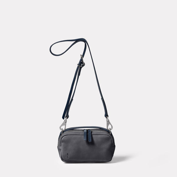 Leila Small Calvert Leather Crossbody Bag in Dark Skies Front