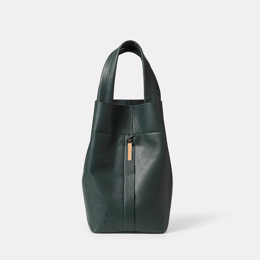 Blake Boxy Leather Bucket Bag in Green