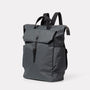 Fin Waxed Cotton Backpack in Dark Grey side view