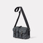 Franco Waxed Cotton Crossbody Bag in Dark Grey side view